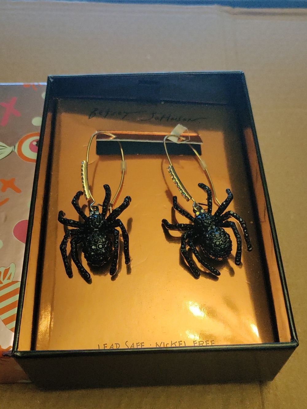 Black Spider Drop Earrings - Betsey Johnson